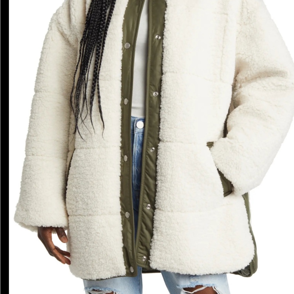 💐 Frame Oversized Sherpa Army Jacket White Size XL Neiman Marcus